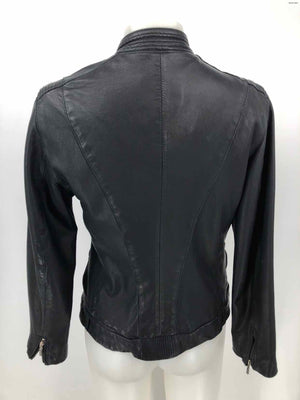 COLE HAAN Black Leather Zip Up Longsleeve Women Size X-SMALL Jacket