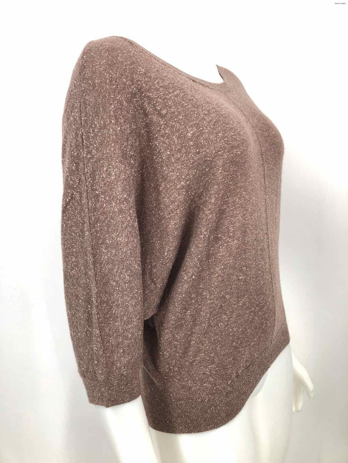 VINCE Mocha White Wool Blend Speckled Pullover Size SMALL (S) Top