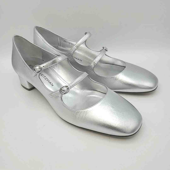 STUART WEITZMAN Silver Leather Mary Jane Heels Shoe Size 12 Shoes