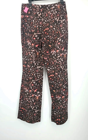 PERUVIAN CONNECTION Brown Pink Floral Wide Leg Size 6  (S) Pants