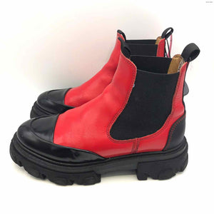 GANNI Red Black Ankle Boot Shoe Size 40 US: 9-1/2 Boots