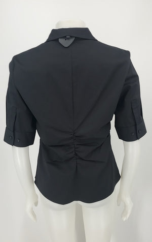 ELIE TAHARI Black Short Sleeves Size MEDIUM (M) Top