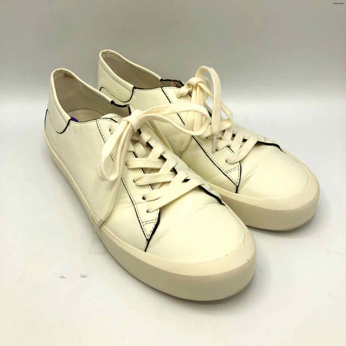 VINCE Cream Black Leather Sneaker Shoe Size 8 Shoes