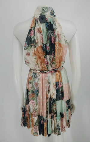 ZIMMERMANN Green Pink Multi Silk Print Tank Size SMALL (S) Dress