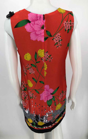 KOBI HALPERIN Orange-Red Pink Multi Floral Tank Size MEDIUM (M) Dress