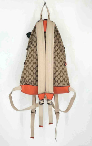 GUCCI Brown Orange Pre Loved Monogram Backpack