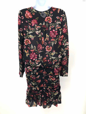 A.L.C. Black Pink Multi Silk Floral Print Longsleeve Size 4  (S) Dress