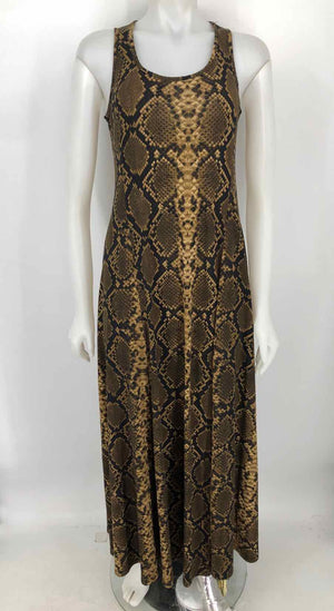 JOSEPH RIBKOFF Black Olive Reptile Print Maxi Length Size 10  (M) Dress