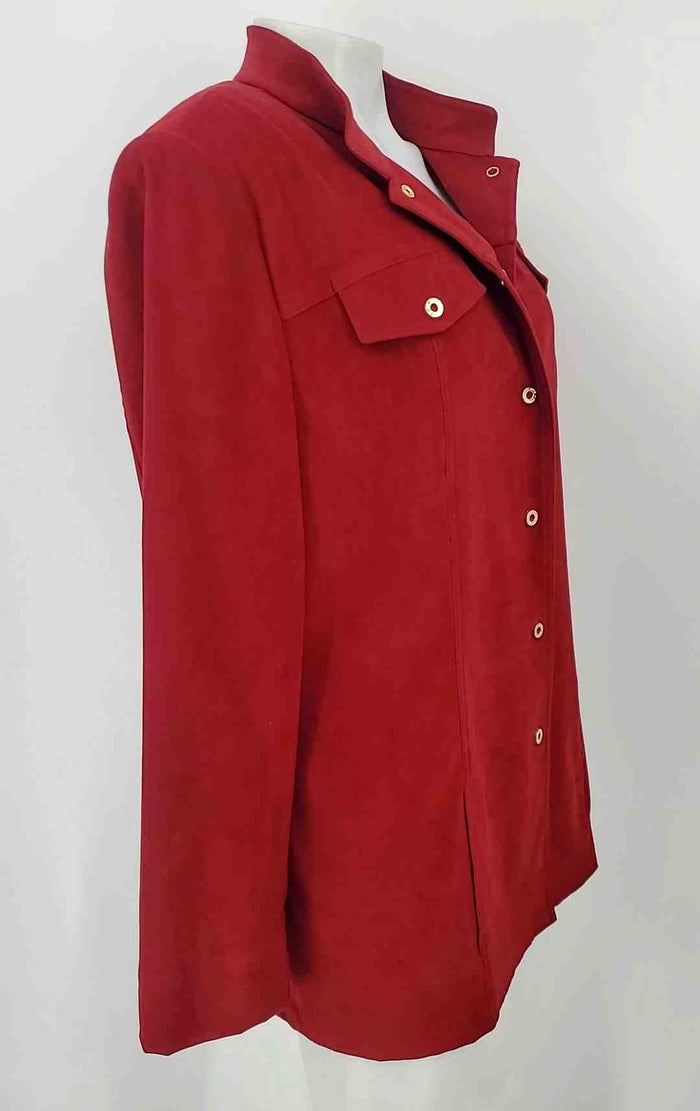 ST. JOHN Red Goldtone Collar Longsleeve Women Size LARGE  (L) Jacket