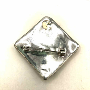 BAT AMI Silver Sterling Silver Vintage Hammered Square ss Brooch