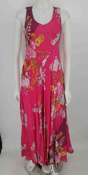 JOHNNY WAS Pink Yellow Multi Floral Print Maxi Length Size X-SMALL Dress