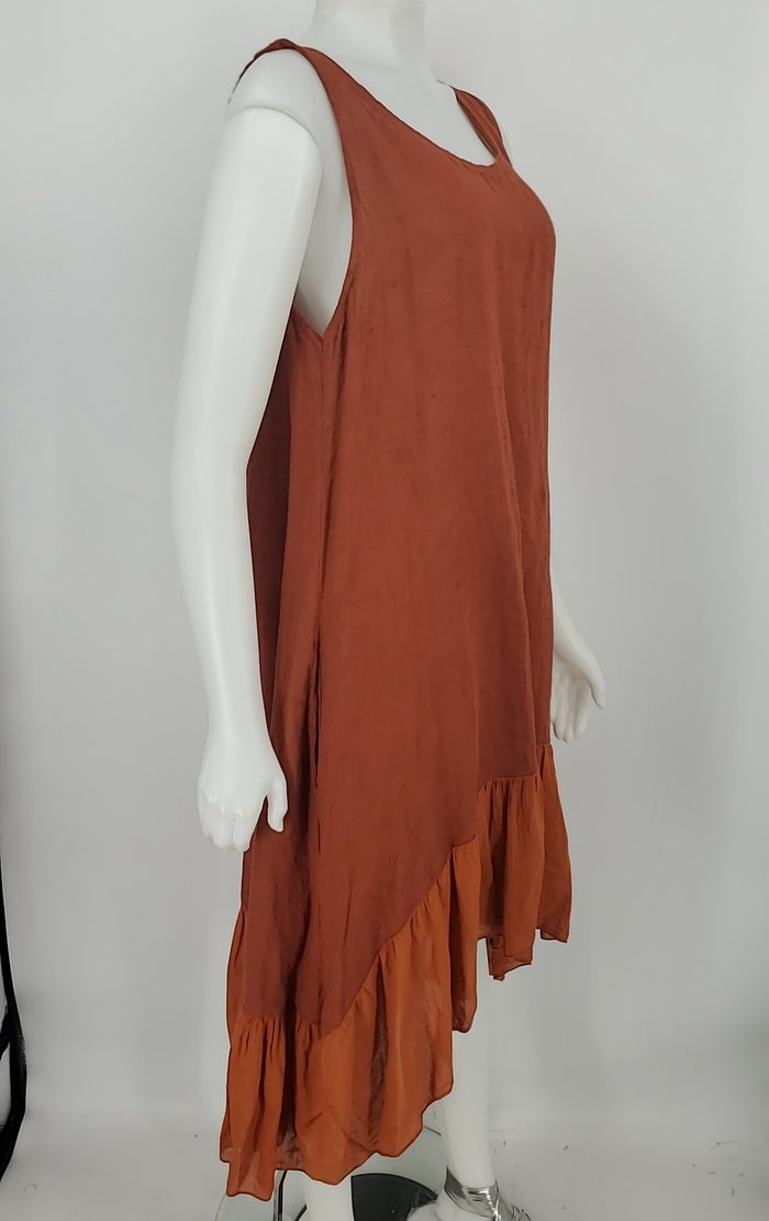 MEO MELI Orange Linen Made in Italy Tank Size SMALL (S) Dress