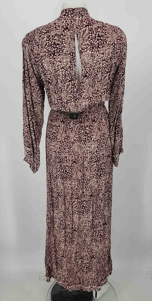 NATALIE MARTIN Burgundy Beige Paisley Maxi Length Size SMALL (S) Dress