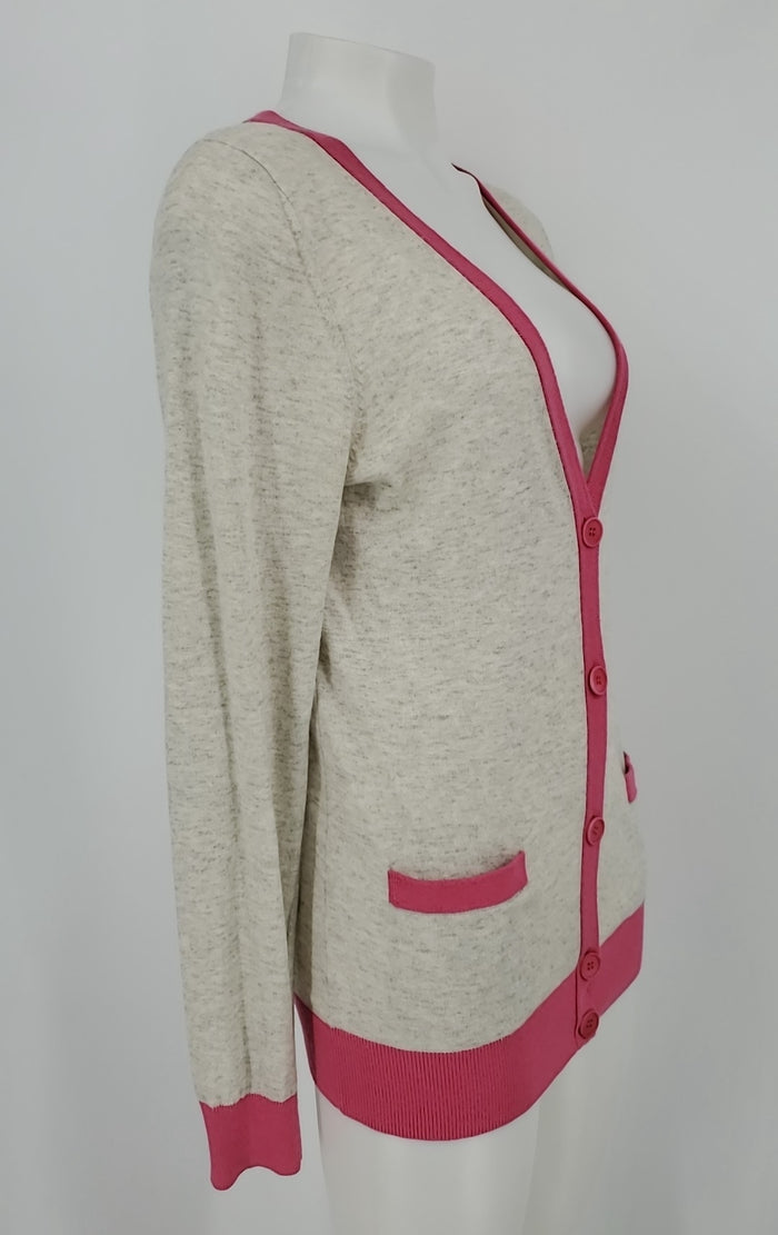 THEORY Gray Pink Cotton & Cashmere Cardigan Size LARGE  (L) Sweater