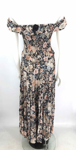 SPELL & THE GYPSY Gray Pink Multi Floral Print Maxi Length Size SMALL (S) Dress