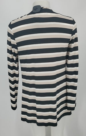 JOSEPH RIBKOFF Black & White Beige Striped Top & Wrap Size 10  (M) 2PC Set