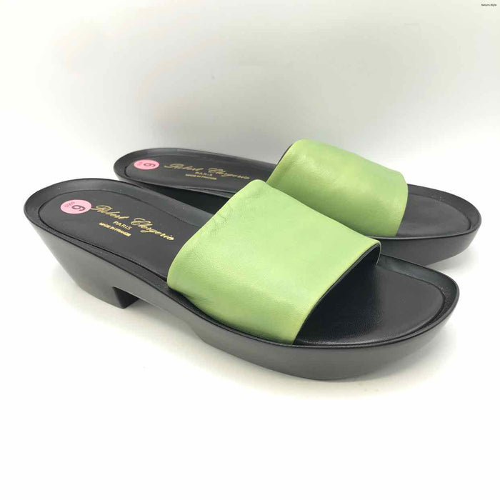 ROBERT CLERGERIE Lime Green Black Leather Made in Italy Sandal Shoe Size 9 Shoes