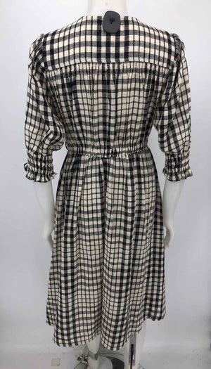 APIECE APART Beige Black Cotton Checkered Midi Length Size SMALL (S) Dress