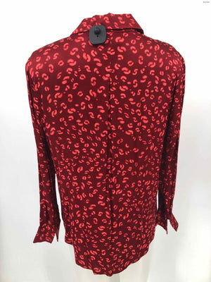 FARM RIO Burgundy Red Animal Print Shirt Size X-SMALL Top