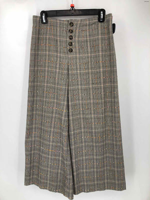 ANTHROPOLOGIE Gray Black Multi Plaid Wide Leg Size 2  (XS) Pants