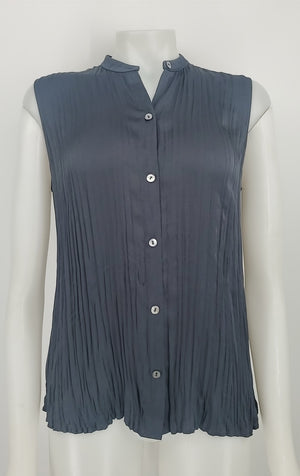 VINCE Navy Pleated Tank Size SMALL (S) Top