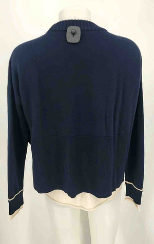 DEREK LAM Navy White Wool Blend Longsleeve Size X-SMALL Sweater