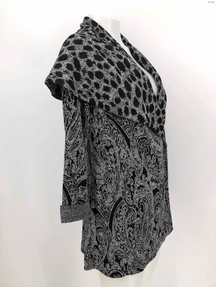 ALBERTO MAKALI Gray Black Pattern Wrap Size X-SMALL Sweater