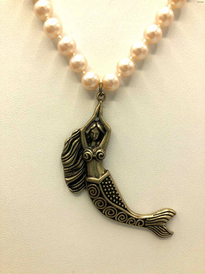 Off-White Brass "Pearl" Beaded Mermaid Necklace