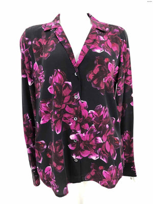 EQUIPMENT Purple Black Silk Floral Print Button Up Size MEDIUM (M) Top