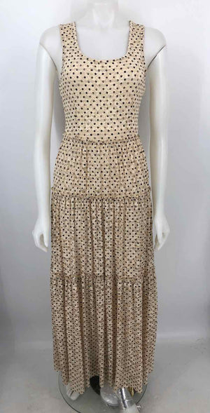 MEADOW RUE Beige Black Lace Dot Maxi Length Size SMALL (S) Dress