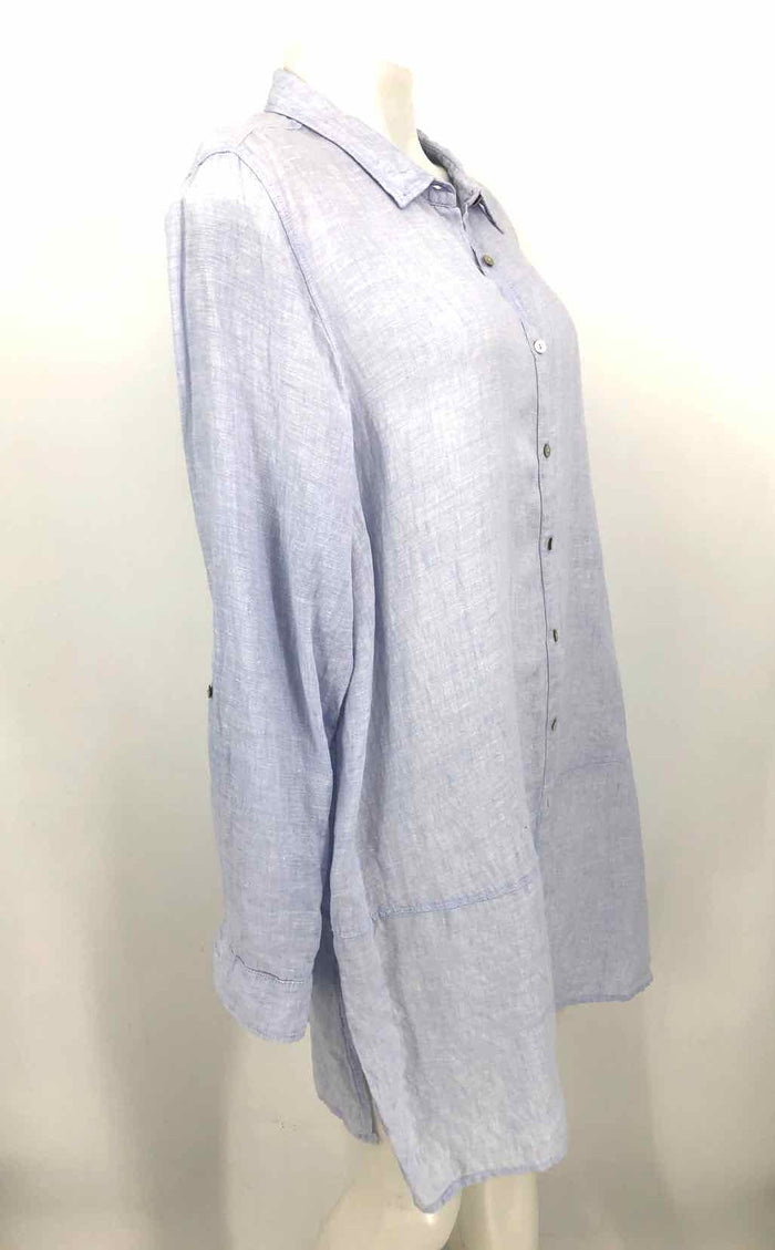 TAHARI Light Blue Linen Tunic Size 1X  (XL) Top