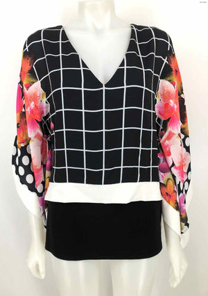 JOSEPH RIBKOFF Burgundy Black & White 2 Layer Size 8  (M) Top