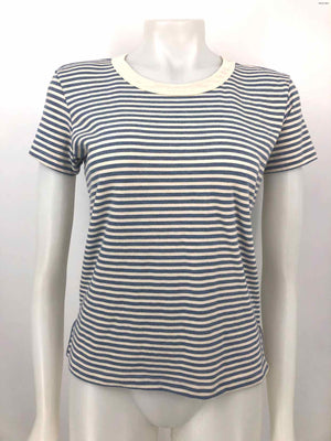 CURRENT ELLIOT Cream Gray Made in USA Striped Short Sleeves Size 0  (XS) Top