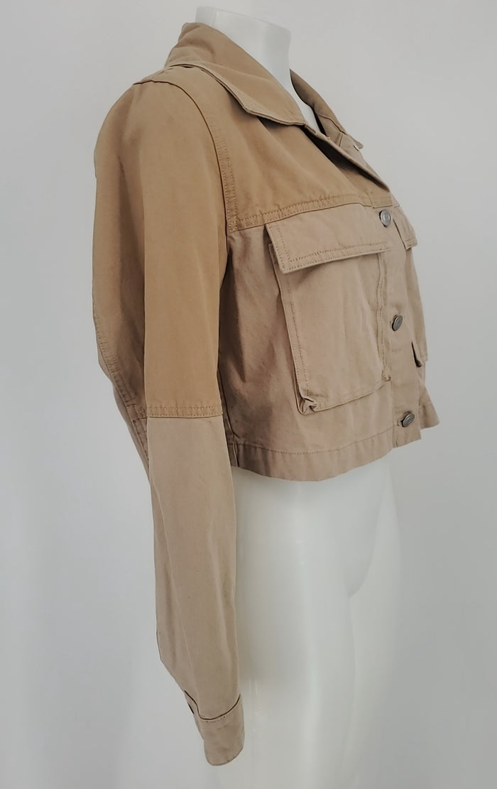 AVEC LES FILLES Tan Crop Longsleeve Women Size MEDIUM (M) Jacket