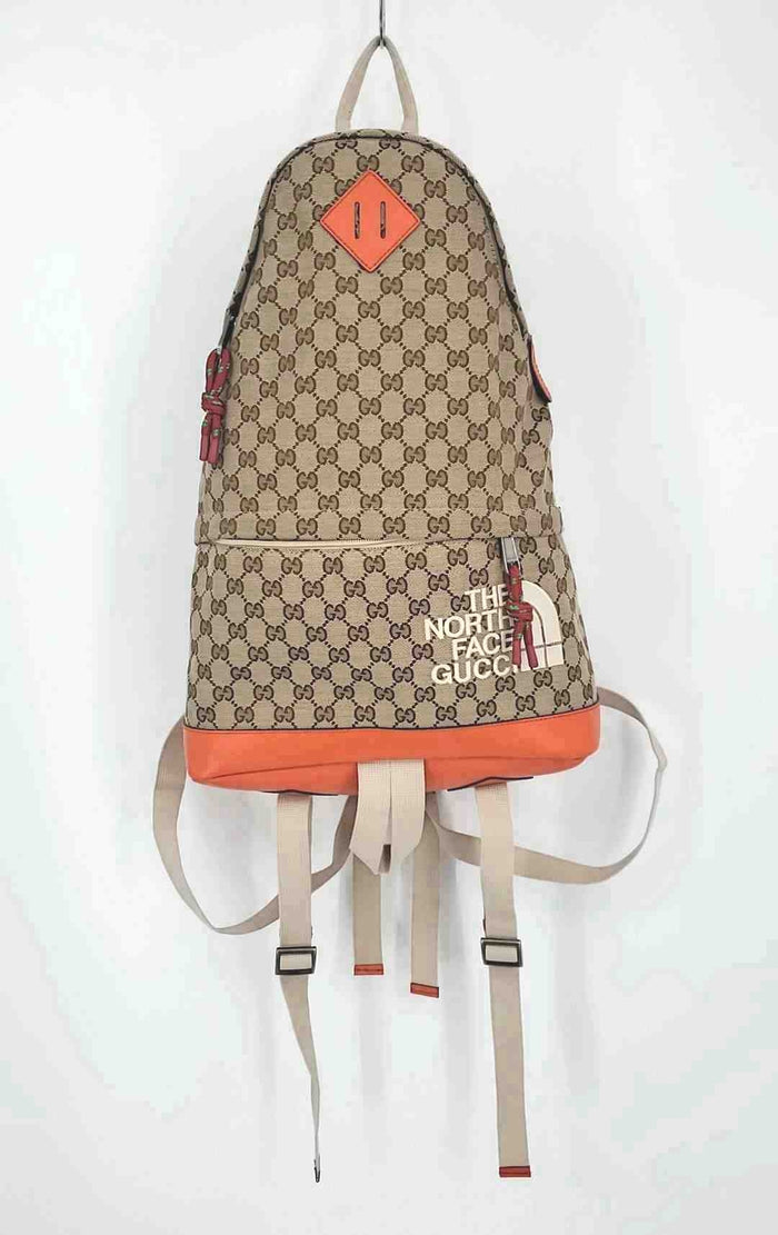 GUCCI Brown Orange Pre Loved Monogram Backpack