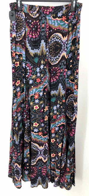 FREE PEOPLE Black & Blue Purple Multi Print Maxi Length Size MEDIUM (M) Skirt