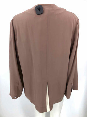 BROCHU WALKER Taupe 100% Silk V-Neck Size LARGE  (L) Top