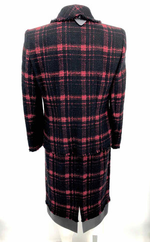 LAFAYETTE 148 Black Red Tweed Size 8  (M) Plaid Skirt Suit