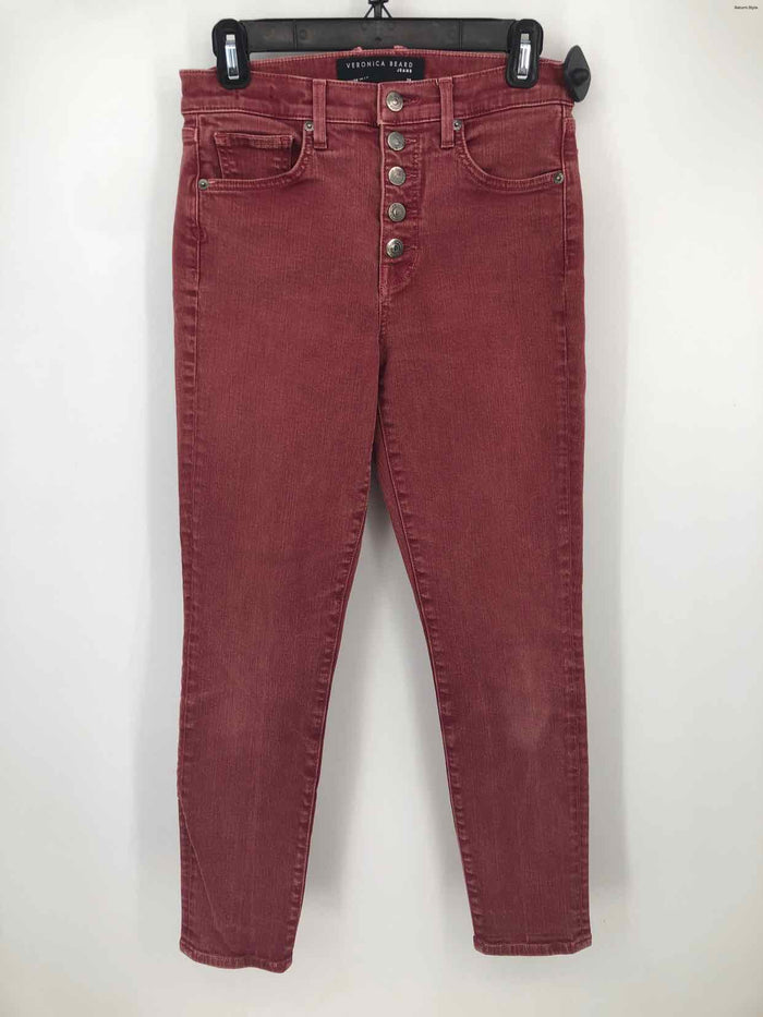 VERONICA BEARD Burgundy Denim Button Fly Size 28 (S) Jeans