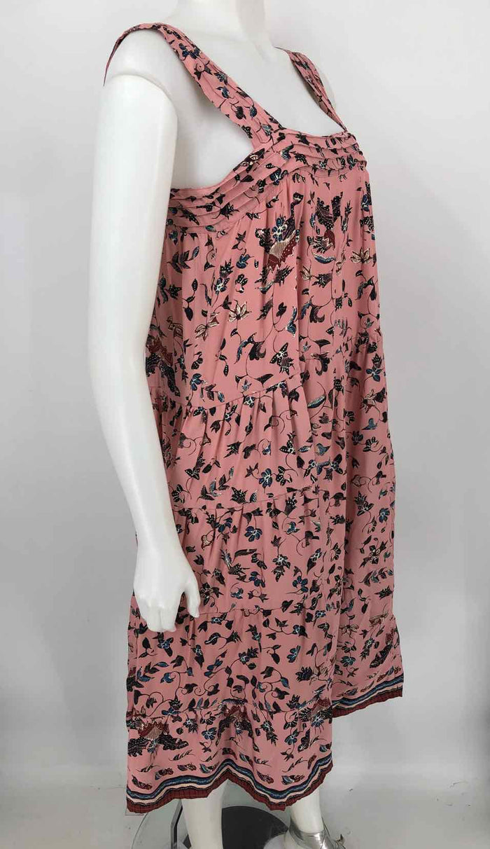 NATALIE MARTIN Pink Multi-Color Silk Floral Tiered Size SMALL (S) Dress