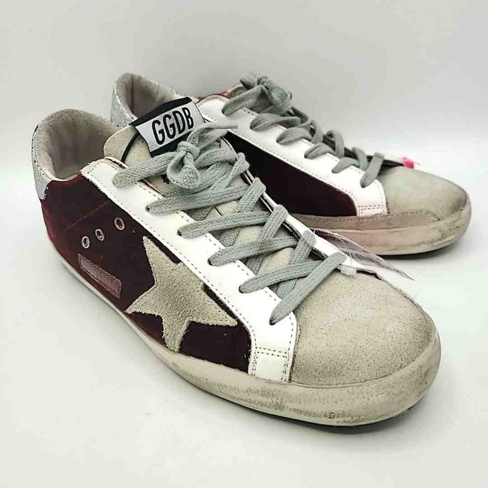 GOLDEN GOOSE Burgundy White Multi Leather Sneaker Shoe Size 39 US: 8-1/2 Shoes