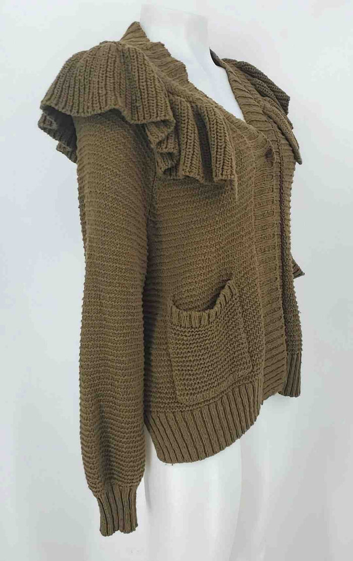 MADEWELL Olive Knit Ruffle Longsleeve Size SMALL (S) Sweater