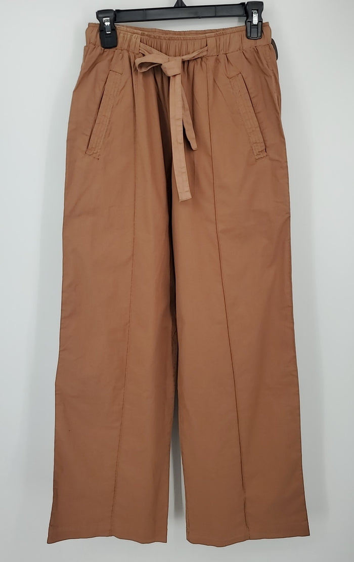 MONROW Tan Cotton Wide Leg Elastic waist Size SMALL (S) Pants