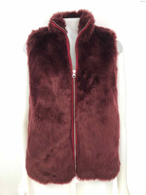 J CREW Burgundy Faux Fur Zip Up Vest Women Size X-SMALL Jacket