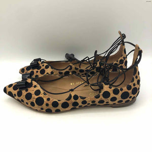 FERRAGAMO Beige Black Cork Pointed Toe Polka Dot Flats Shoe Size 6-1/2 Shoes