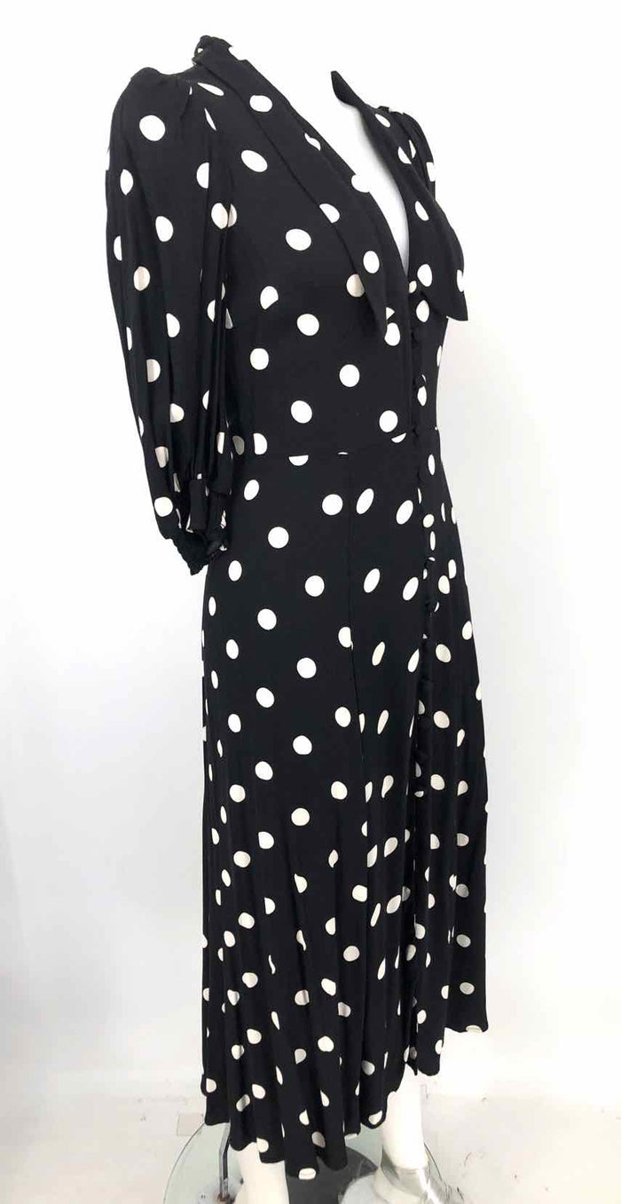 REFORMATION Black White Polka Dot Short Sleeves Size SMALL (S) Dress