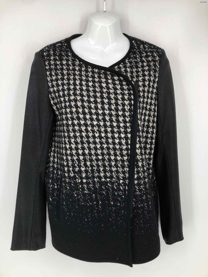 KAREN KANE Black Gray Houndstooth Zip Up Women Size X-SMALL Jacket