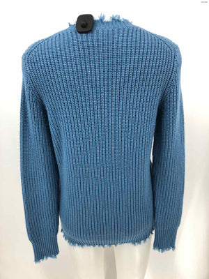 MICHAEL KORS Blue Knit Frayed trim Longsleeve Size MEDIUM (M) Sweater