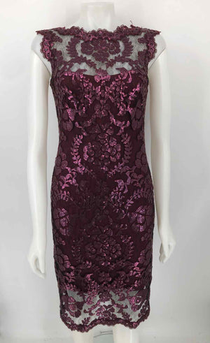 TADASHI SHOJI Burgundy Sequined Sleeveless Size 2  (XS) Dress