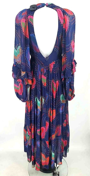 FARM RIO Blue Pink Multi Heart Maxi Length Size SMALL (S) Dress